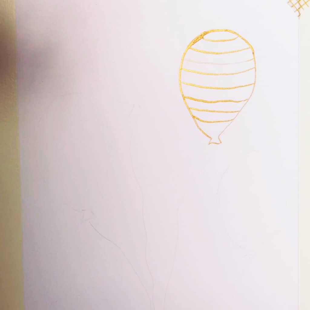 Step 1: Draw a balloon with waterproof ink