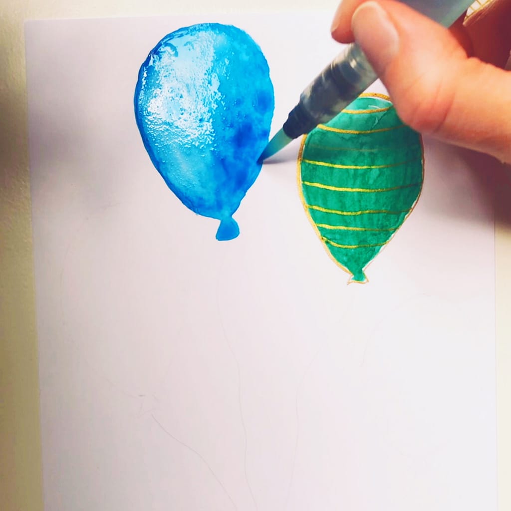 Step 3: Draw a balloon with watercolor