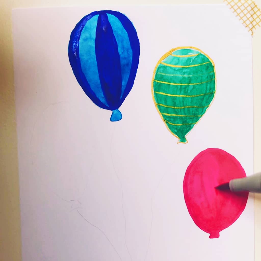 Step 5: Draw a balloon with an alcohol marker