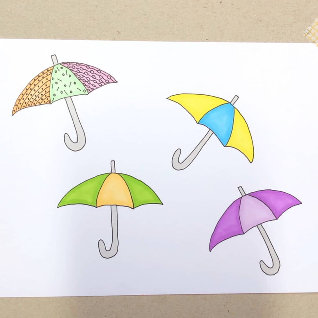 Step 3: Draw three patterns with lines and dots