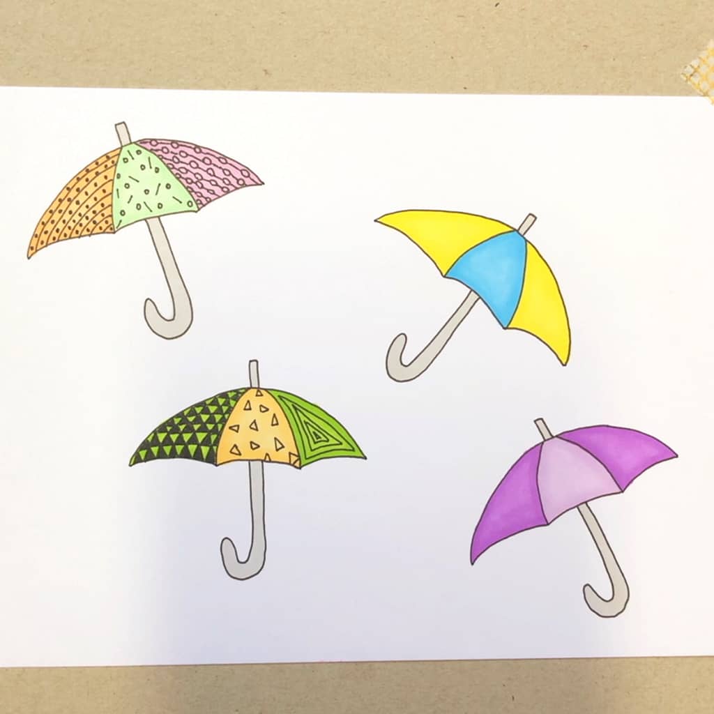 Step 4: Draw three patterns with triangles