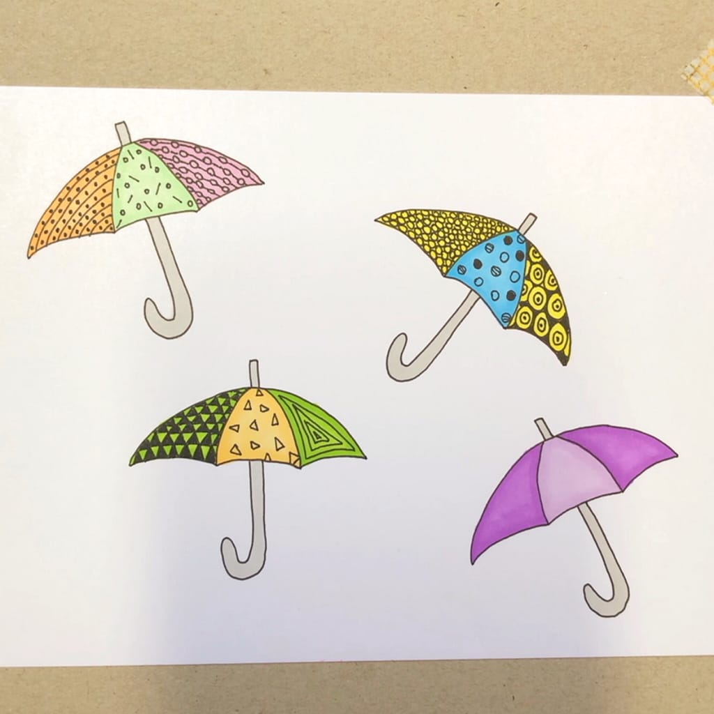 Step 5: Draw three patterns with circles