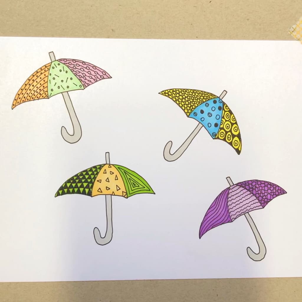 Step 6: Draw three patterns with wavy lines