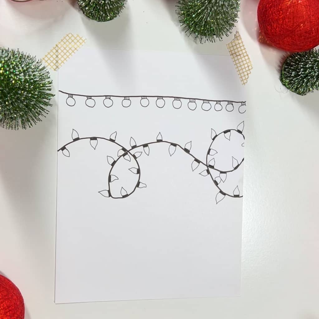 Step 2: Draw a wavy line and add some pointy lights