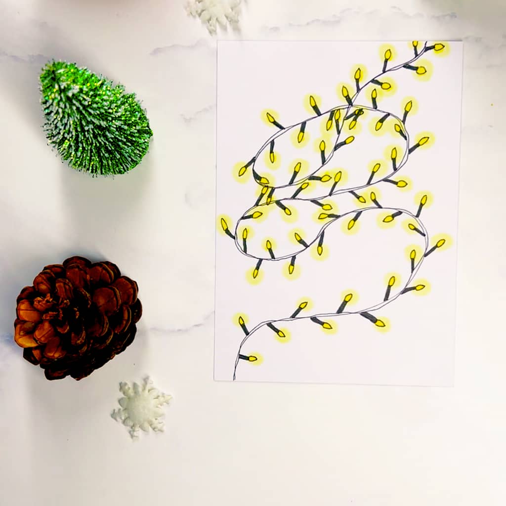Step 5: Use a lighter yellow to create a soft halo effect around each bulb
