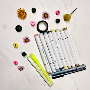 Supplies for the mindful Christmas house exercise