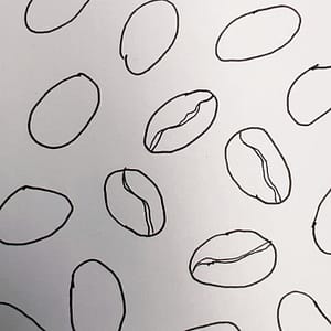 Step 2: Draw two wavy parallel lines across the middle of each bean.