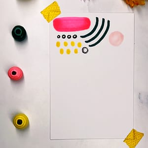 Step 1: Start in a corner and make your first marks and shapes