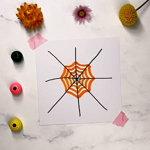Step 2: Begin connecting the spokes with curved lines using the darkest shade of your chosen color