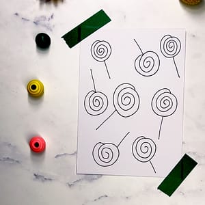 Step 1: Draw spiral lollipops