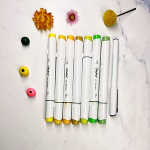Supplies for the neurographic autumn drawing exercise