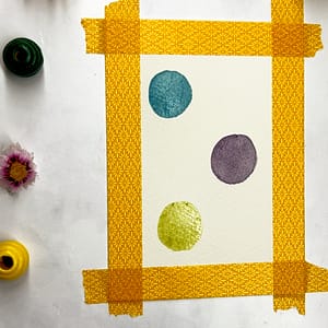 Step 1: begin by painting a few watercolor circles on your page. Practice mindfulness as they dry.