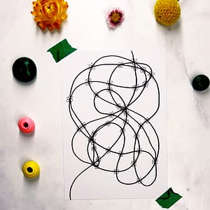 Step 2: Draw flowers over every sharp corner