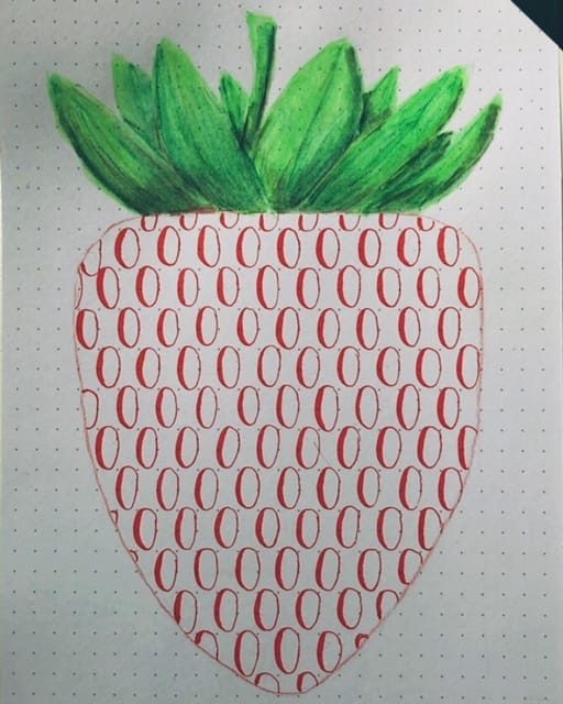 Step 3: Fill the whole strawberry with ovals