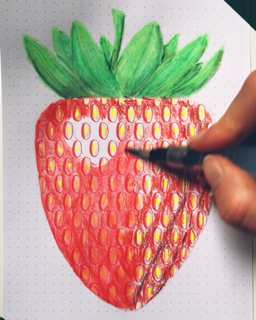 Step 7: Go over your pencil strokes with water