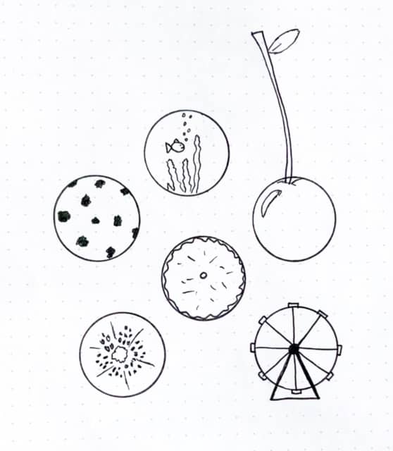 Step 2: Think of circular things to doodle and doodle them