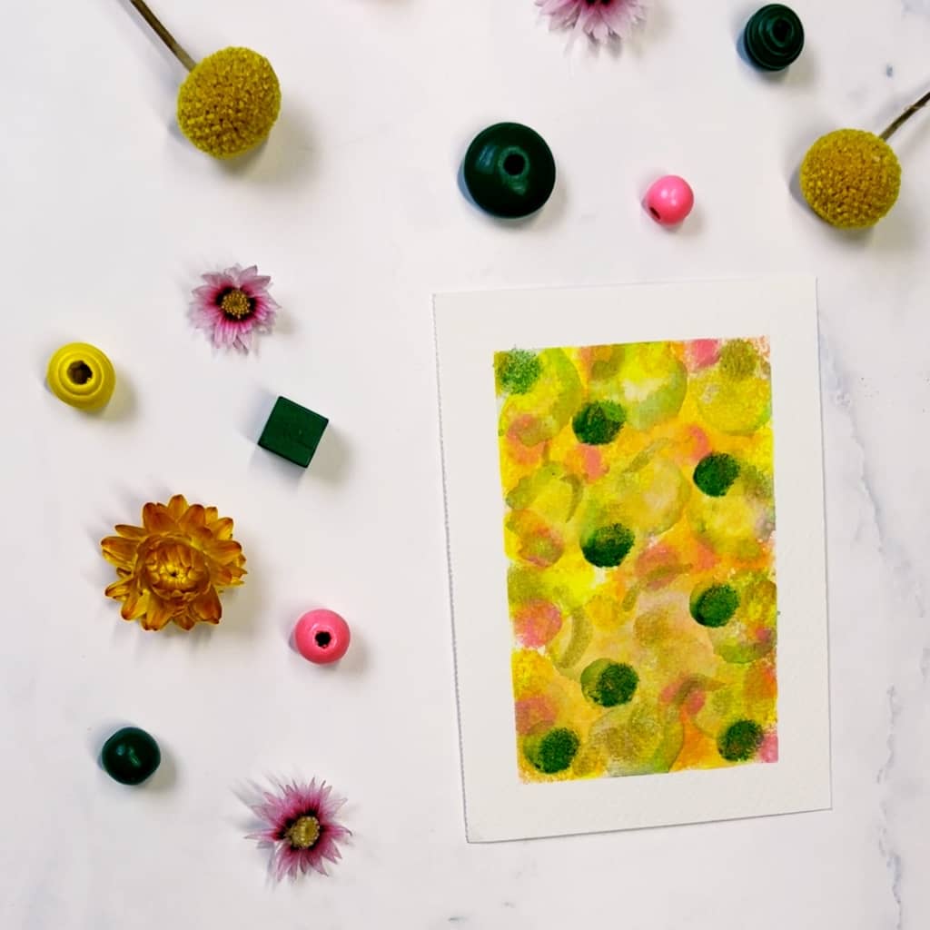 Step 5: Add some extra colors and you're done with this mindful sponge watercolor exercise