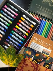 Supplies for the mindful leaf drawing exercise