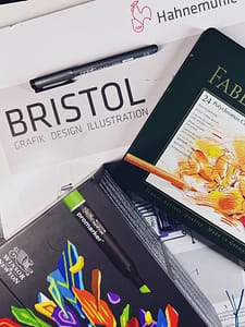 Supplies for the mindful plaid pattern drawing exercise