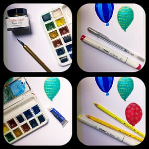 The art supplies we will be combining in this exercise