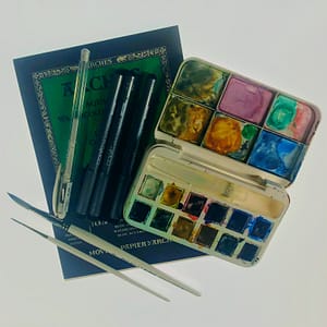 Supplies for the mindful watercolor butterfly exercise