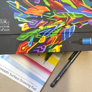 Supplies for the mindful umbrella pattern exercise