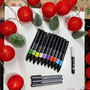 Supplies for the drawing Christmas lights exercise