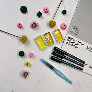 Supplies for the mindful semicircle pattern exercise