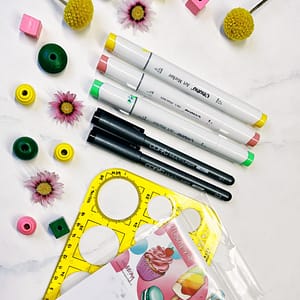 Supplies for the mindful textured patterns exercise