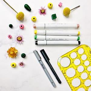 Supplies for the mindful colors and lines exercise