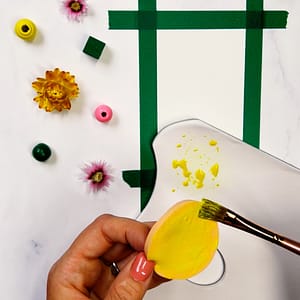 Step 1: Dip your sponge into your paint or put it on with a brush