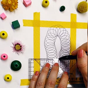 Step 4: Grab a ruler and draw horizontal lines around your line of circles