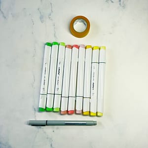 Supplies for the mindful flowy lines exercise