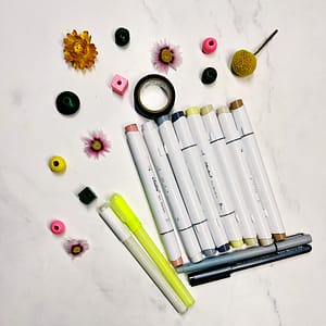 Supplies for the mindful Christmas house exercise