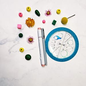 Supplies for the mindful circles exercise