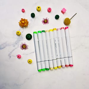 Supplies for the mindful multicolored lines exercise
