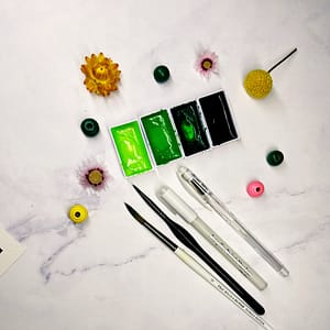 Supplies for the Northern Lights in watercolors exercise