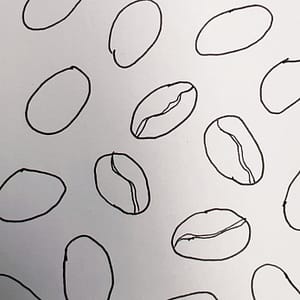 Step 2: Draw two wavy parallel lines across the middle of each bean.