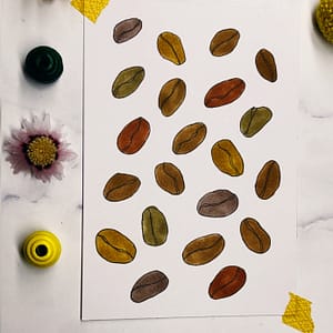 Step 3: Give your coffee beans a base color or multiple colors.