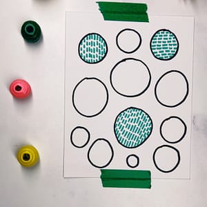 Step 2: Fill your circles with dashed lines, experimenting with different directions
