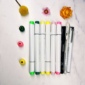 Supplies to unwind with simple, creative mark-making