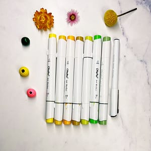 Supplies for the neurographic autumn drawing exercise