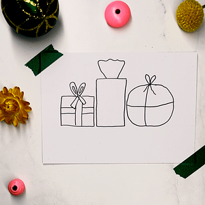 Step 1: Draw simple Christmas presents