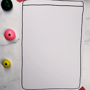 Step 1: Draw a decorative frame around the edges of your sheet. Leave some space at the top for a title.