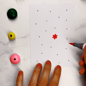 Step 3: Fill your dot with petals and create a flower