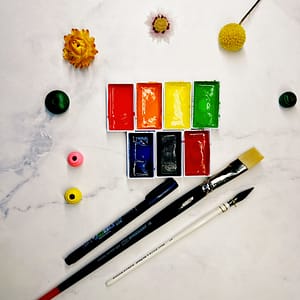 Supplies for the watercolor rainbow cake tutorial