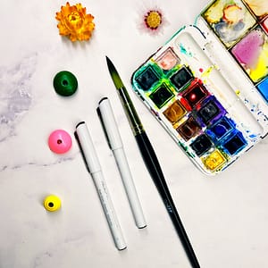 Supplies for the Easy Art Project: Mindful Circle Flowers exercise