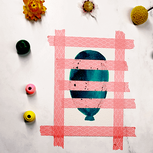 Step 2: Use your brush to create a rounded balloon shape over the tape.