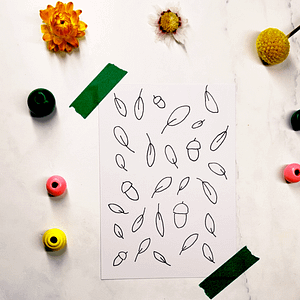 Step 1: Draw Simple Leaves and Acorns