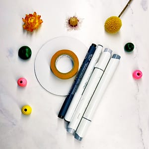 Supplies for the Simple Circle Drawing Exercise for Busy Moms exercise